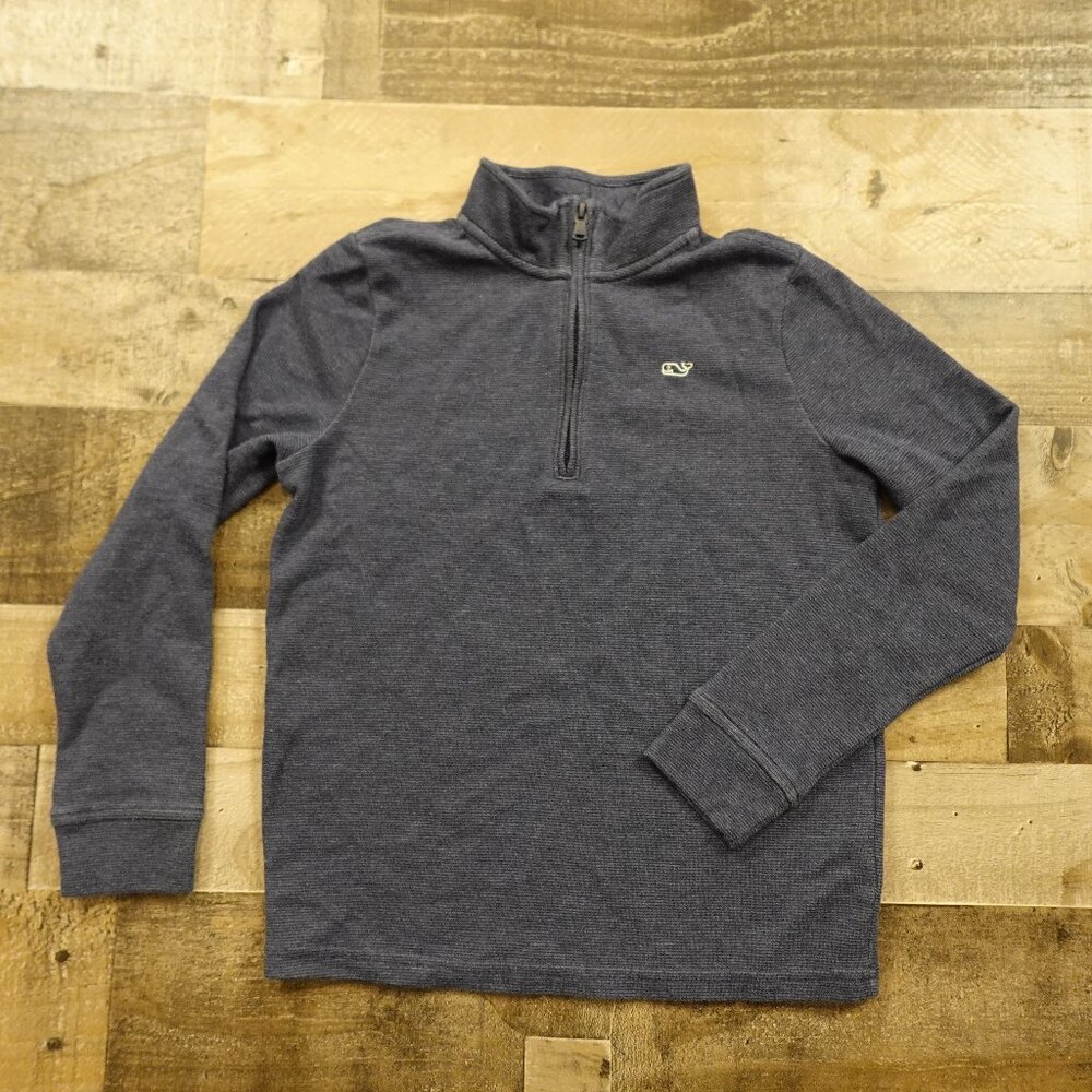 Vineyard Vines Saltwater Quarter-Zip Boys‎ Medium Deep Bay Navy Pullover